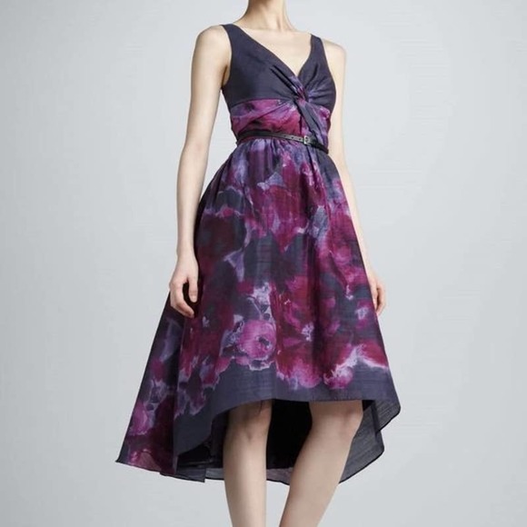 Neiman Marcus Asymmetrical Dress in Purple and Black - Picture 1 of 6